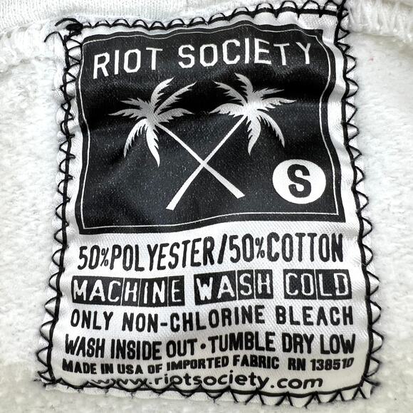 Riot Society Santa Cruz Skull Graphic Hoodie White Blue Graphic Print Small - Picture 8 of 9